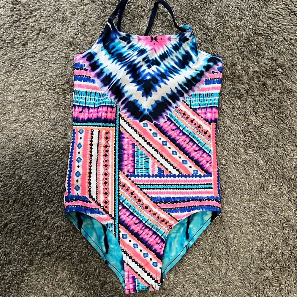 Justice Girls Sz. 10 reversible one piece swimsuit